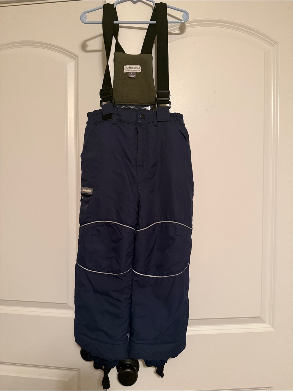 One Step Ahead Navy Kid's Snow Bib Joggers with Black Suspenders